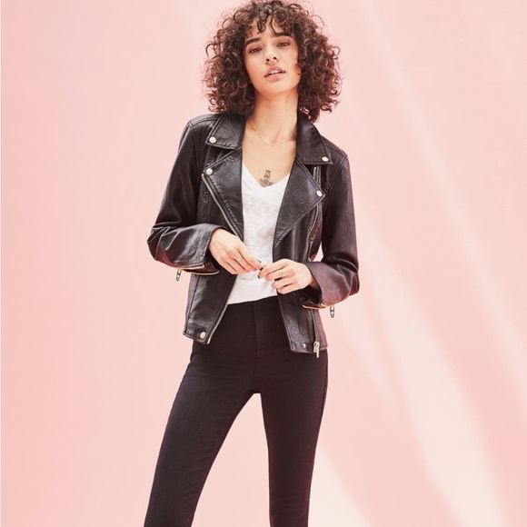 Blank NYC Life Changer Moto Faux Leather Jacket Black Rose Gold XL - Picture 10 of 14